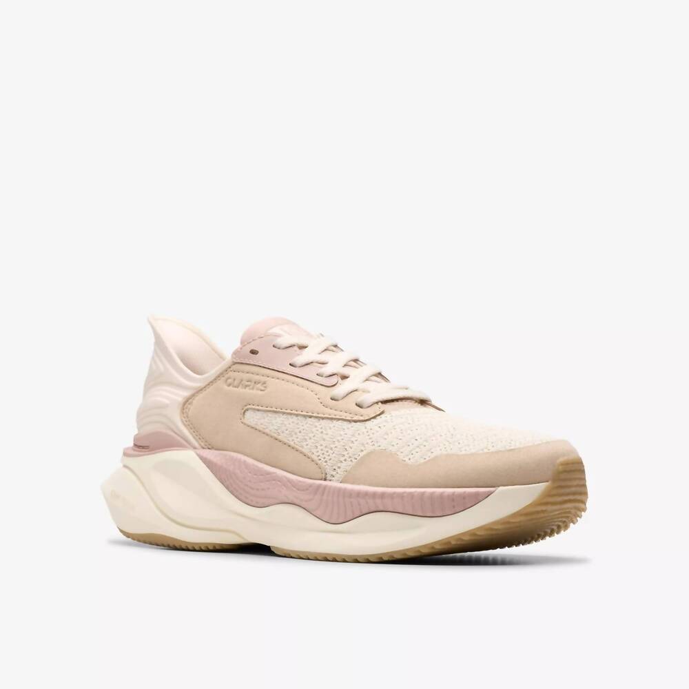 NEW CLARKS women's pace sneaker in sand combination
